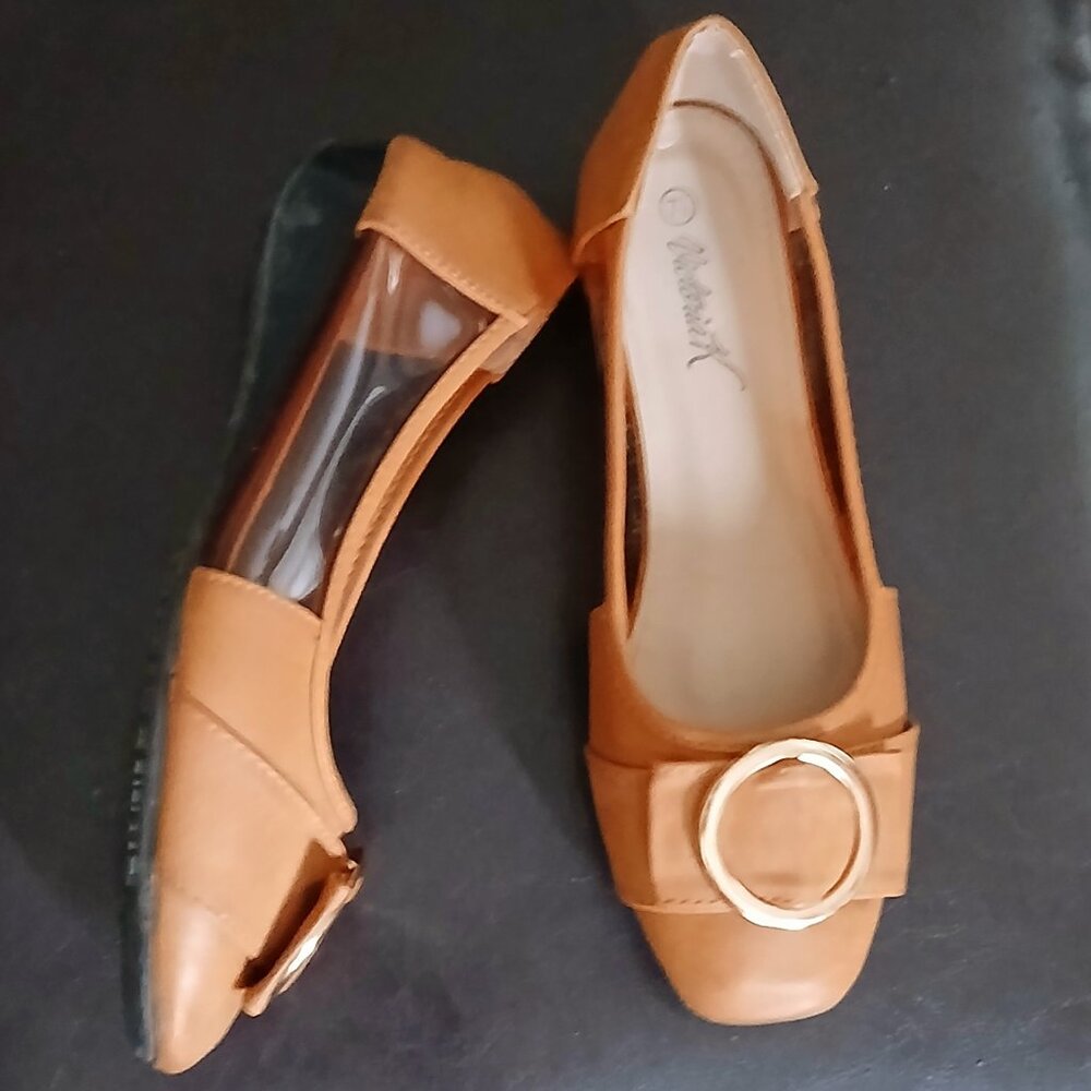 Women's Mixed Media Camel Flats